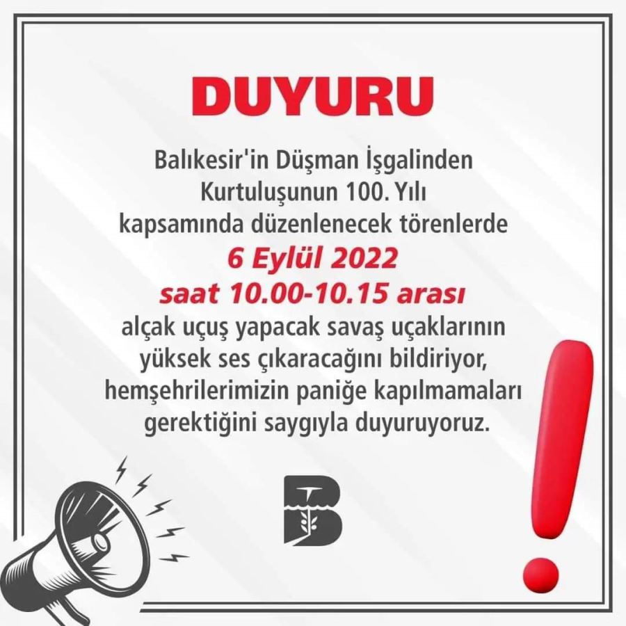 Buyuksehir Belediyesinden Uyari