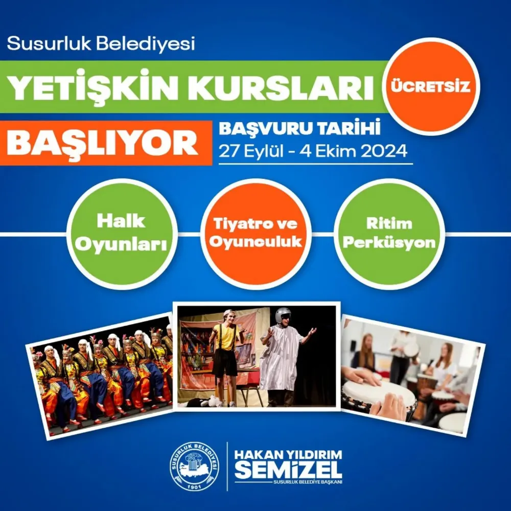 SUSURLUK BELEDİYESİ GELİŞİM ATÖLYELERİ VE YETİŞKİN KURSLARI BAŞLIYOR